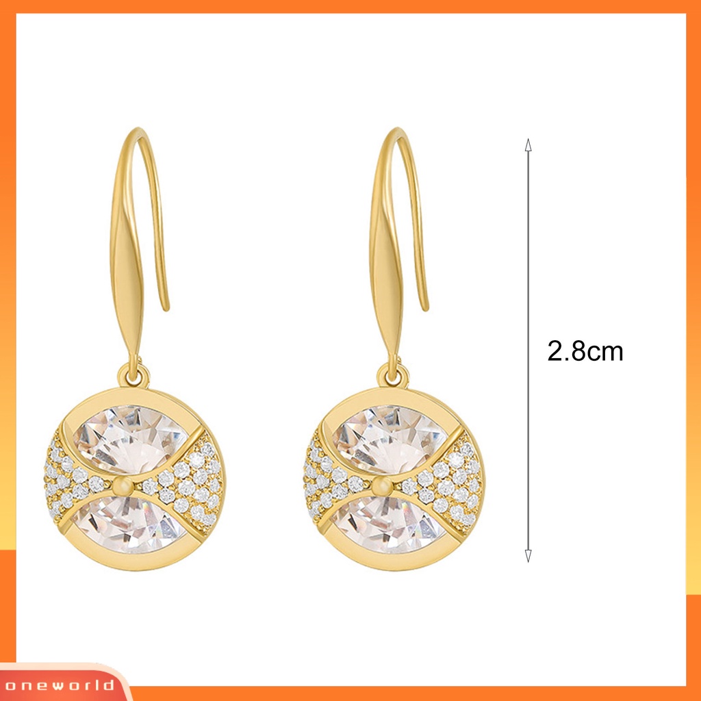 [WOD] 1pasang Anting Kait Liontin Bulat Perhiasan Berlian Imitasi Halus Tahan Lama Drop Earrings Untuk Pernikahan