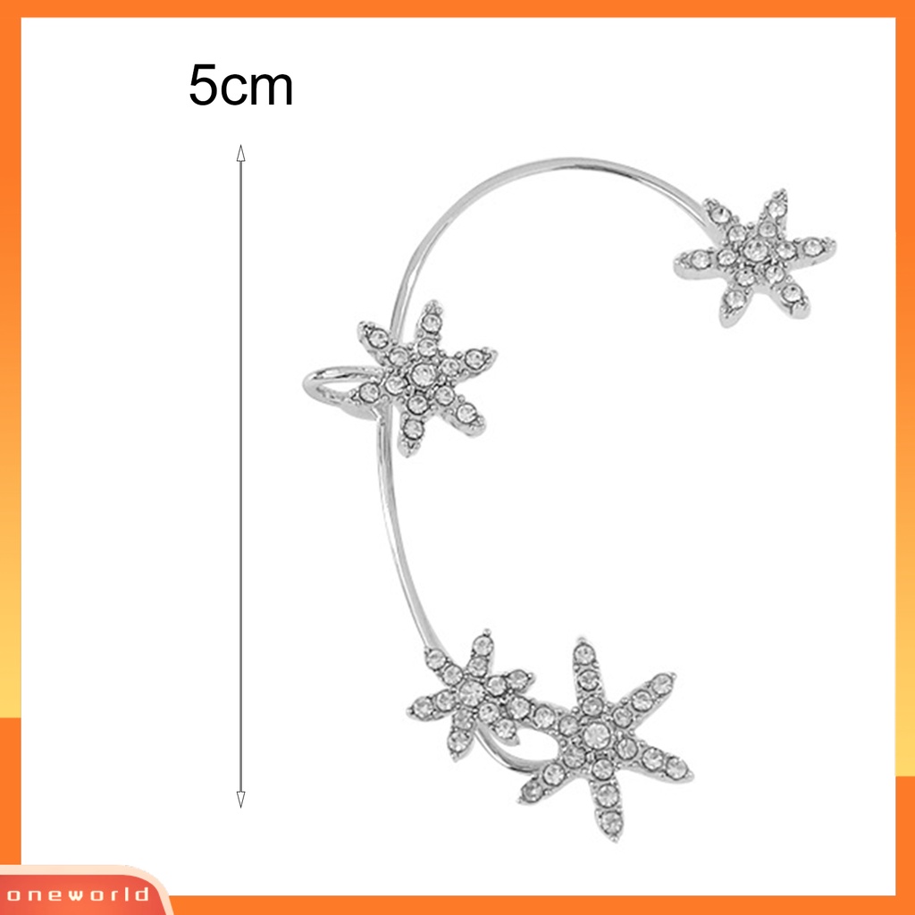 [WOD] 1pc Pembungkus Telinga Anti Karat Hadiah Sempurna Alloy Cincin Telinga Berlian Imitasi Snowflake Halus Untuk Harian