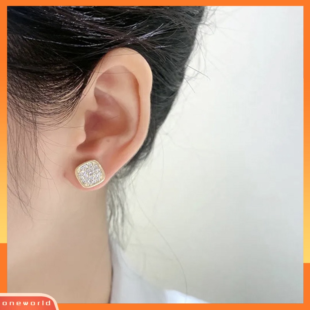 [WOD] 1pasang Wanita ic Stud Earrings Non-Piercing Anting Berlian Perhiasan Klip Telinga Dua Sisi Untuk Wanita Perempuan