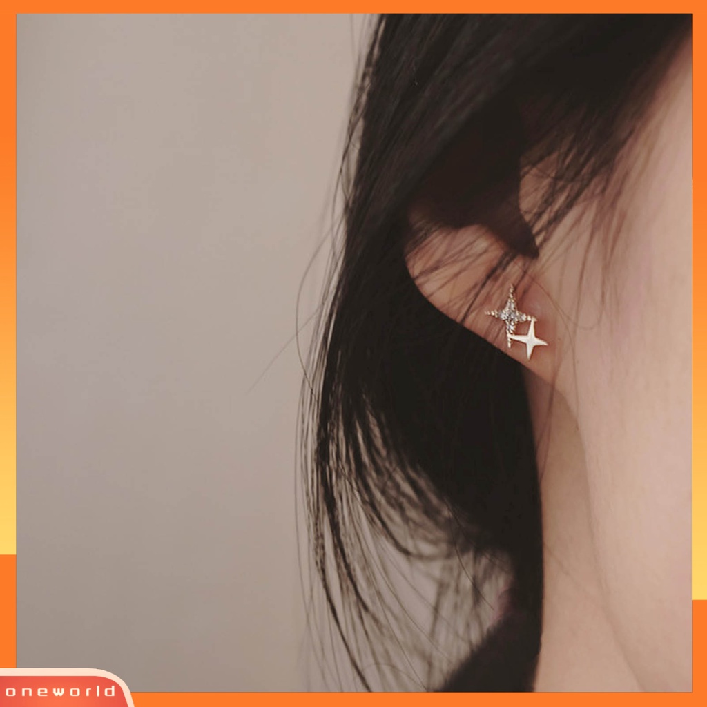 [WOD] 1pasang Anting Tusuk Bintang Perhiasan Berlian Imitasi Halus Gaya Korea Ear Studs Untuk Pakaian Sehari-Hari