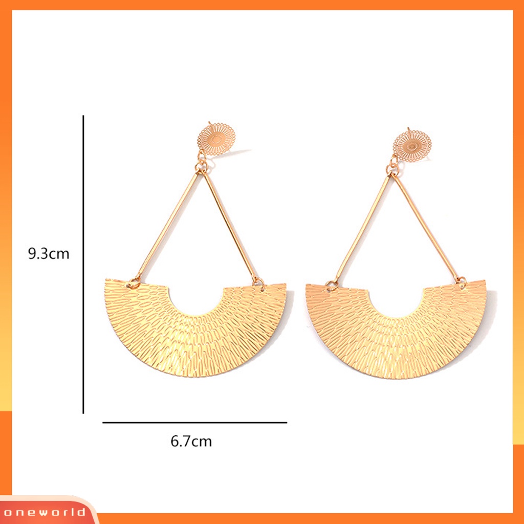 [WOD] 1pasang Anting Drop Mengukir Pola Gaya Etnik Berlebihan Berbentuk Kipas Geometris Telinga Ornamen Kepribadian Bohemia Anting Menjuntai Besar Untuk Pacaran