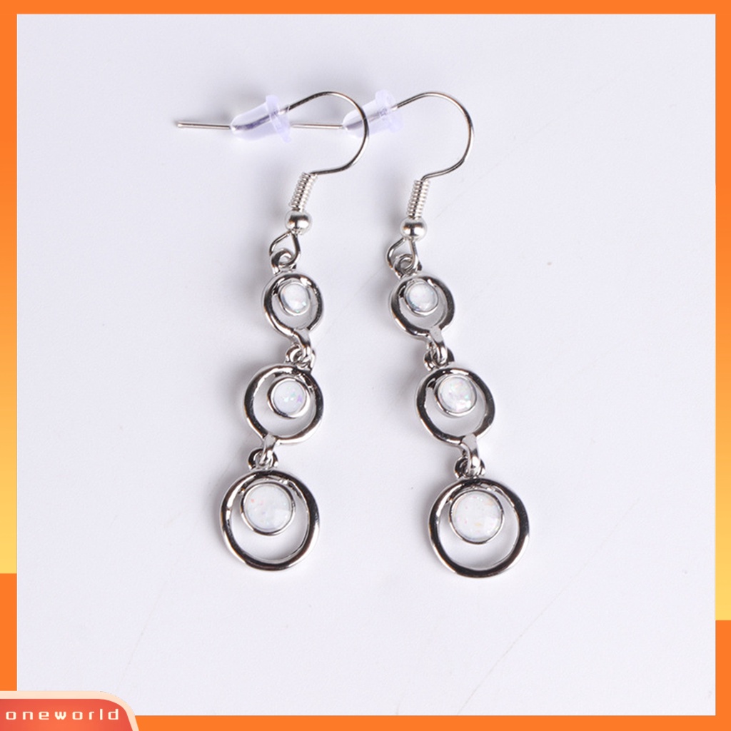 [WOD] 1pasang Anting Wanita Panjang Simetris Bulat Hoop Eye-catching Menjuntai Earrings Untuk Prom