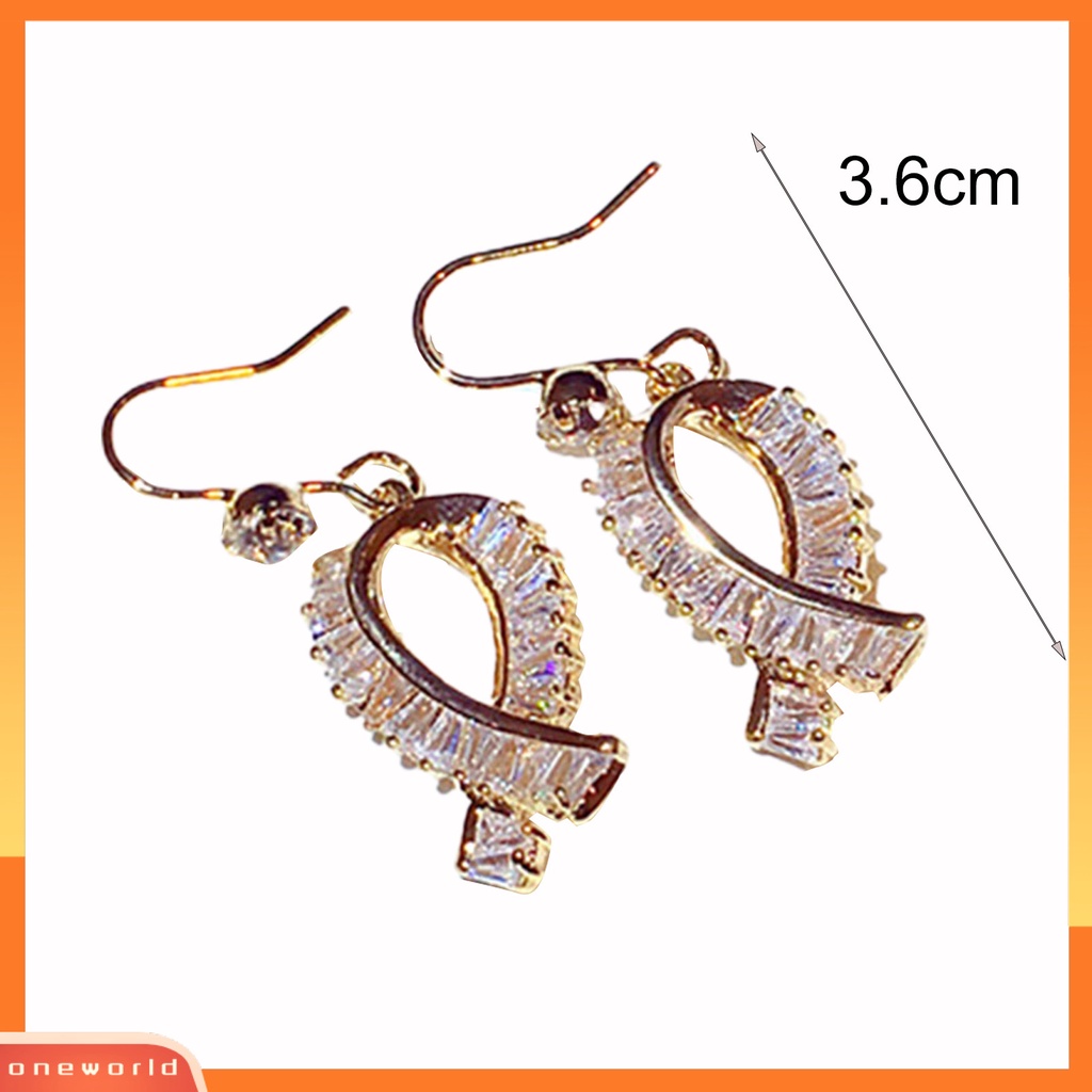 [WOD] 1pasang Anting Kait Ikatan Simpul Berlian Imitasi Perhiasan Halus Tahan Lama Drop Earrings Untuk Pakaian Sehari-Hari