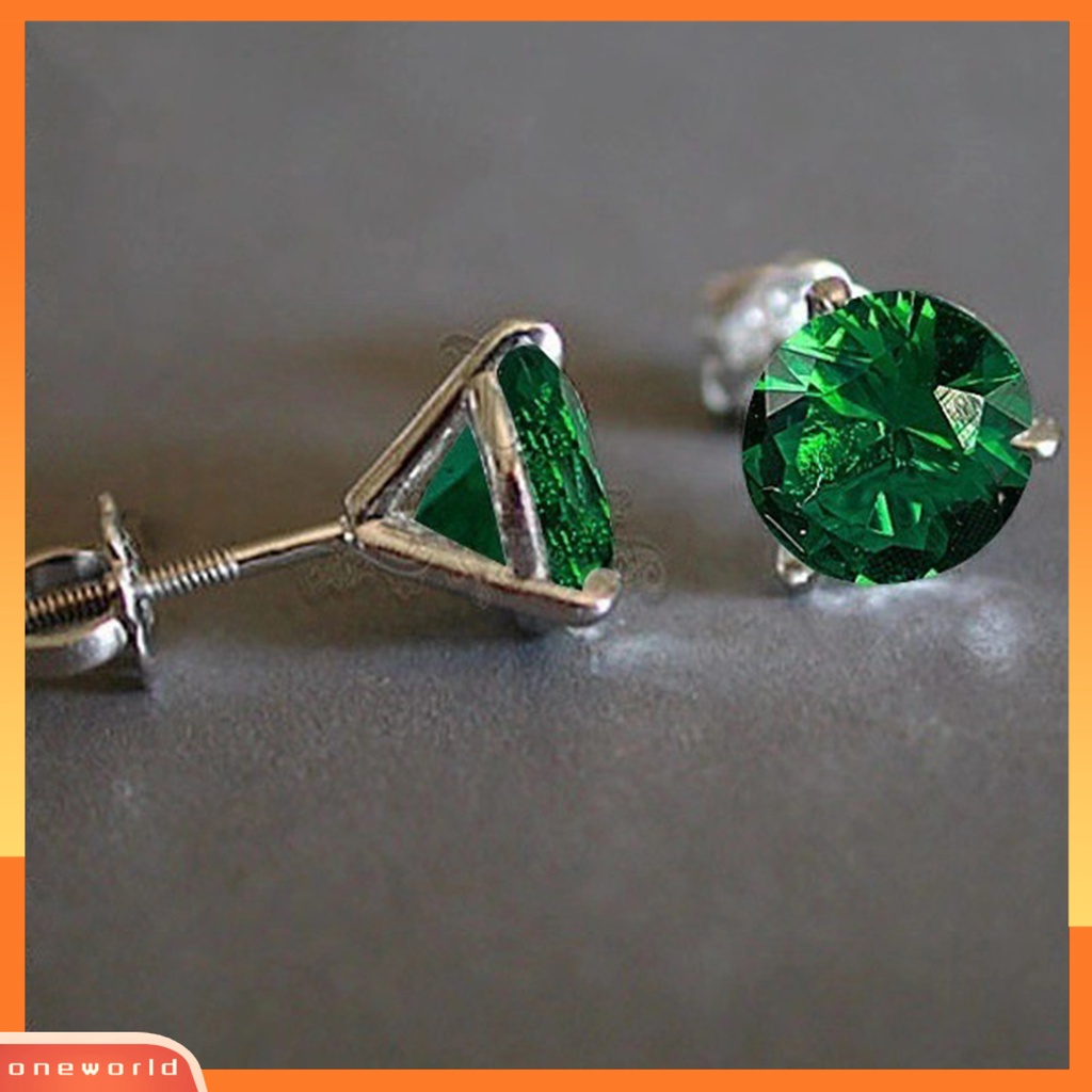 [WOD] 1pasang Fashion Elegan Bulat Berlian Imitasi Wanita Segitiga Ear Stud Earring Hadiah