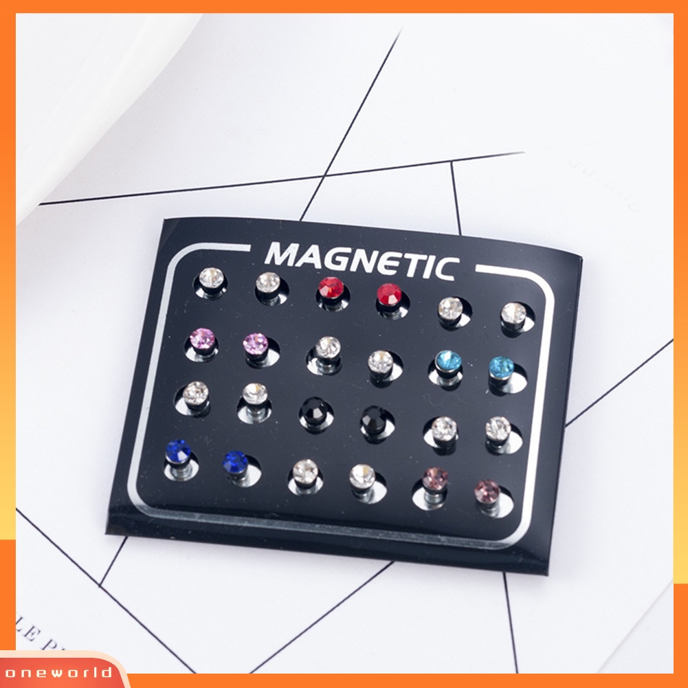 [WOD] 12pasang /Set Unisex Berlian Imitasi Bertatahkan ic Stud Earrings Non Piercing Jewelry