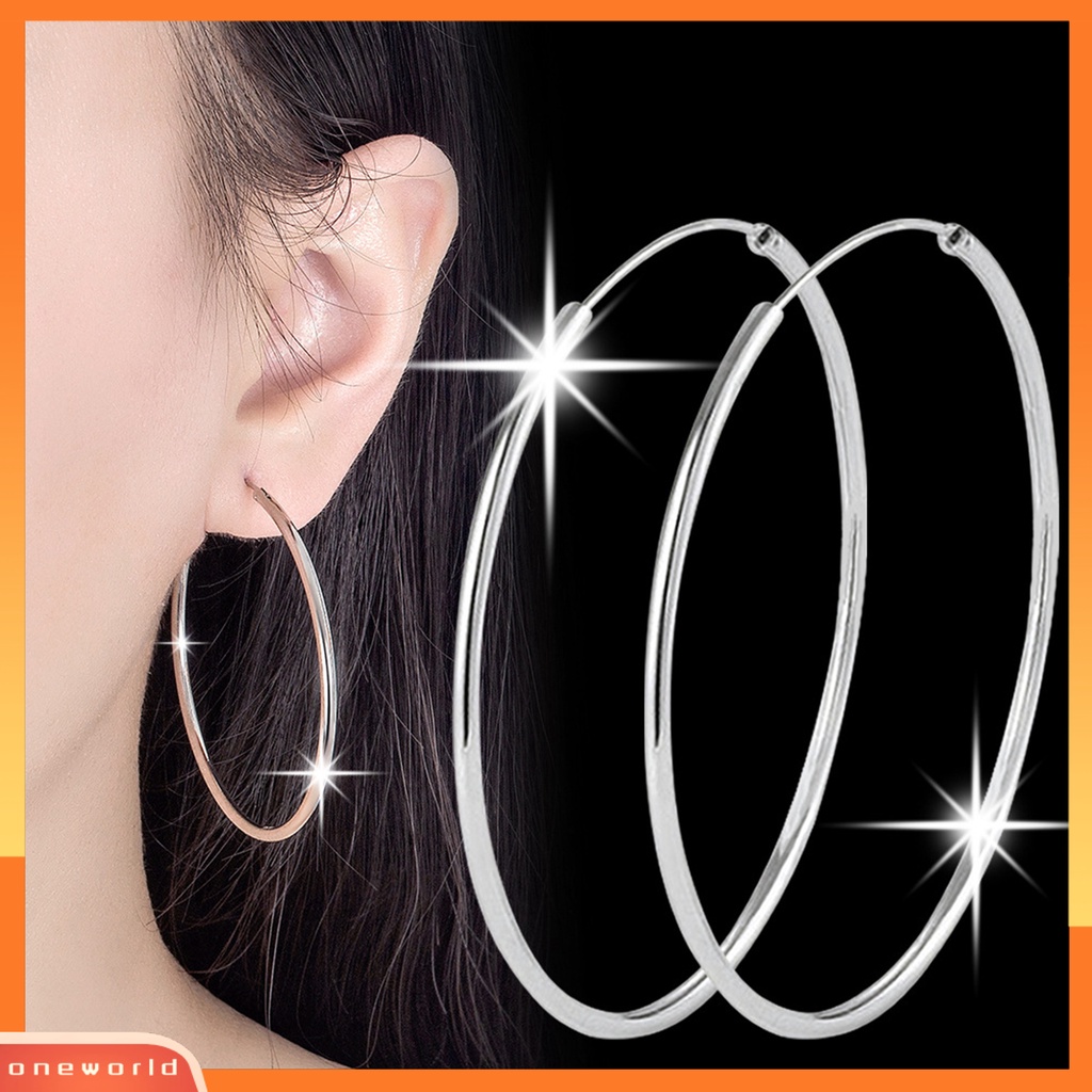 [WOD] 1pasang Cincin Telinga Elegan Menawan Berlebihan Permukaan Halus Lingkaran Besar Pengerjaan Halus Geometris Oversized Anting Hoop Besar Untuk Pacaran