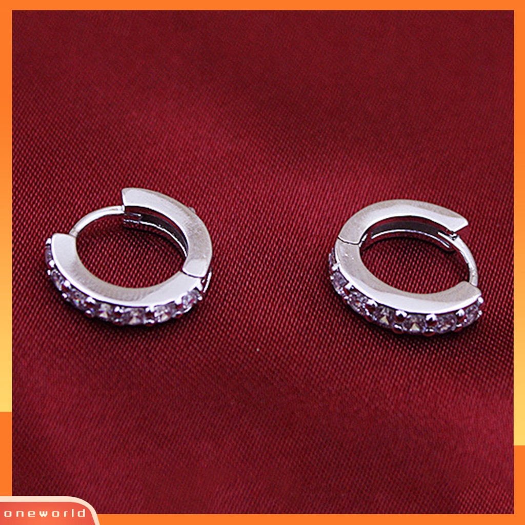 [WOD] Anting Bulat Fashionable Alloy Baris Tunggal Berlian Imitasi Earrings Untuk Perjamuan