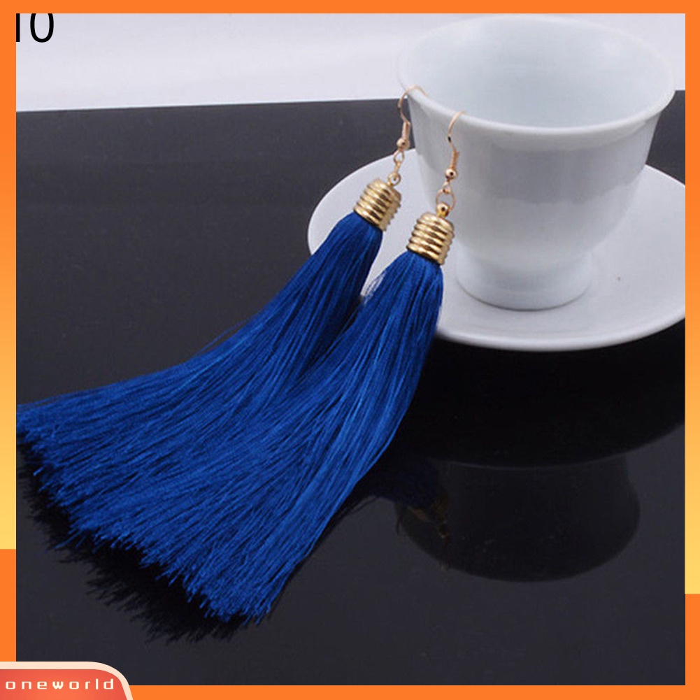 [WOD] Bohemian Hook Anting Wanita Vintage Panjang Rumbai Fringe Boho Menjuntai Earrings