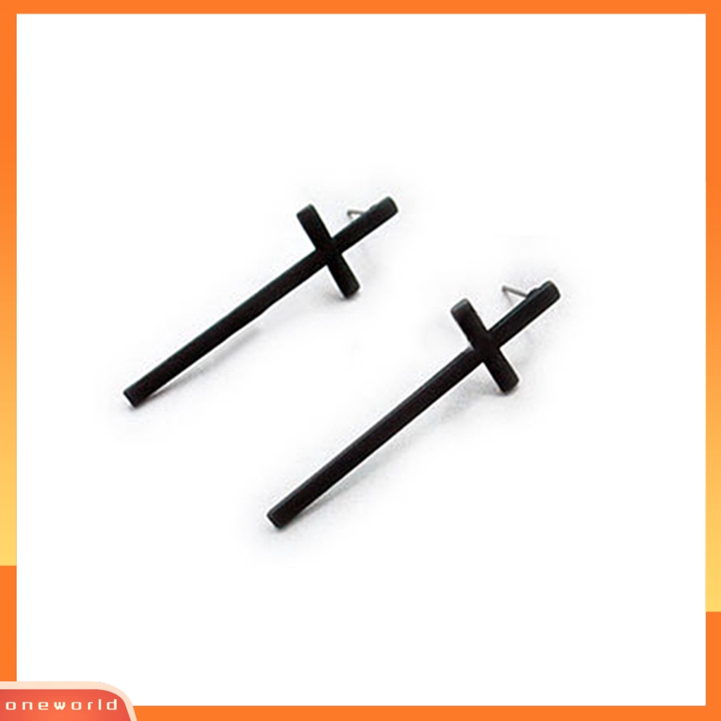 [WOD] Unisex Vintage Rock Punk Gothic Pesona Anting Salib Pecinta Ear Studs Hadiah