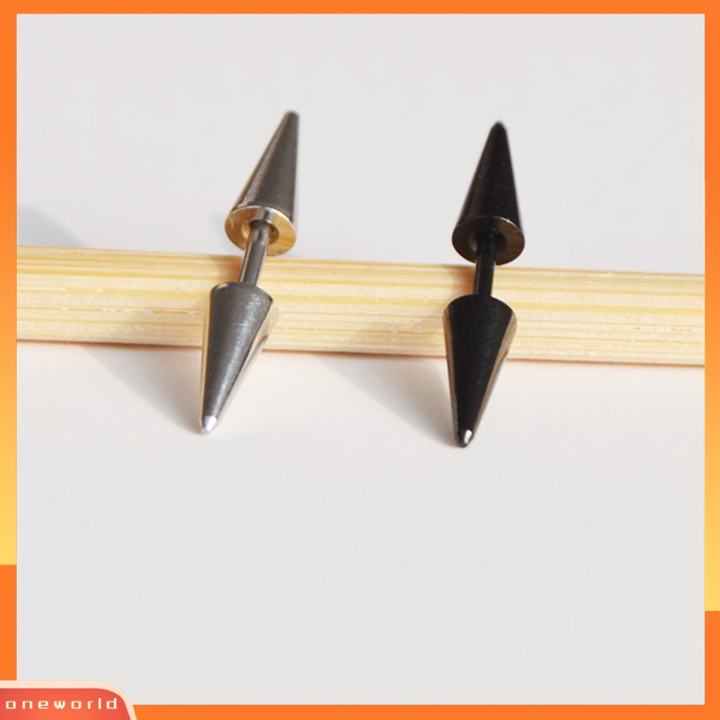 [WOD] 1pasang Stud Earring Pengerjaan Halus Wanita Aksesoris Portable Unisex Double Rivet Spike Earrings Untuk Pub