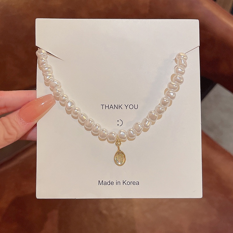 Korea Baru Halus Zirkon Mutiara Kalung Fashion Wanita Kalung Pendek Musim Panas Aksesoris Hadiah