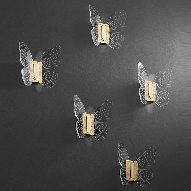 Acrylic Brass Hook Butterfly Robe Hooks Pintu Tas Tempat Kunci Rak Gantungan Handuk Dinding Mouted Peralatan Kamar Mandi Dekorasi Rumah