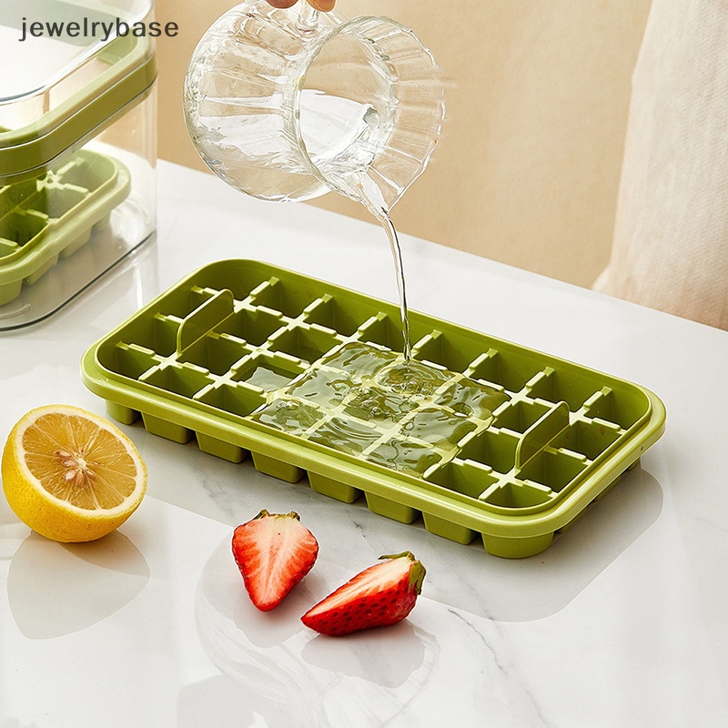 [jewelrybase] Press Type Ice Cube Tray Plastics Cetakan Es Beku32/64 Cetakan Cubes Tray Dengan Tutup Butik