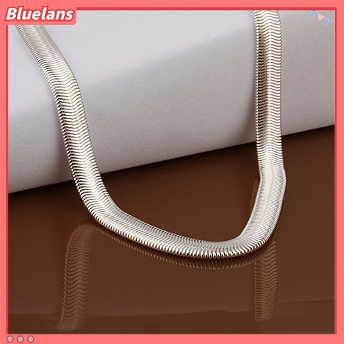 [BLS] Fashion Wanita Pria Perak Solid Berlapis 6mm Rantai Ular Kalung Tanpa Liontin