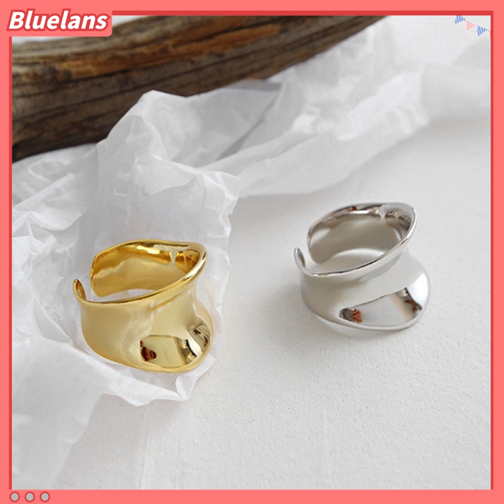 [BLS] Shiny Cekung Permukaan Wanita Cincin Punk Hip Hop Dipoles Geometris Terbuka Adjustable Wanita Jari Cincin Fashion Perhiasan Hadiah