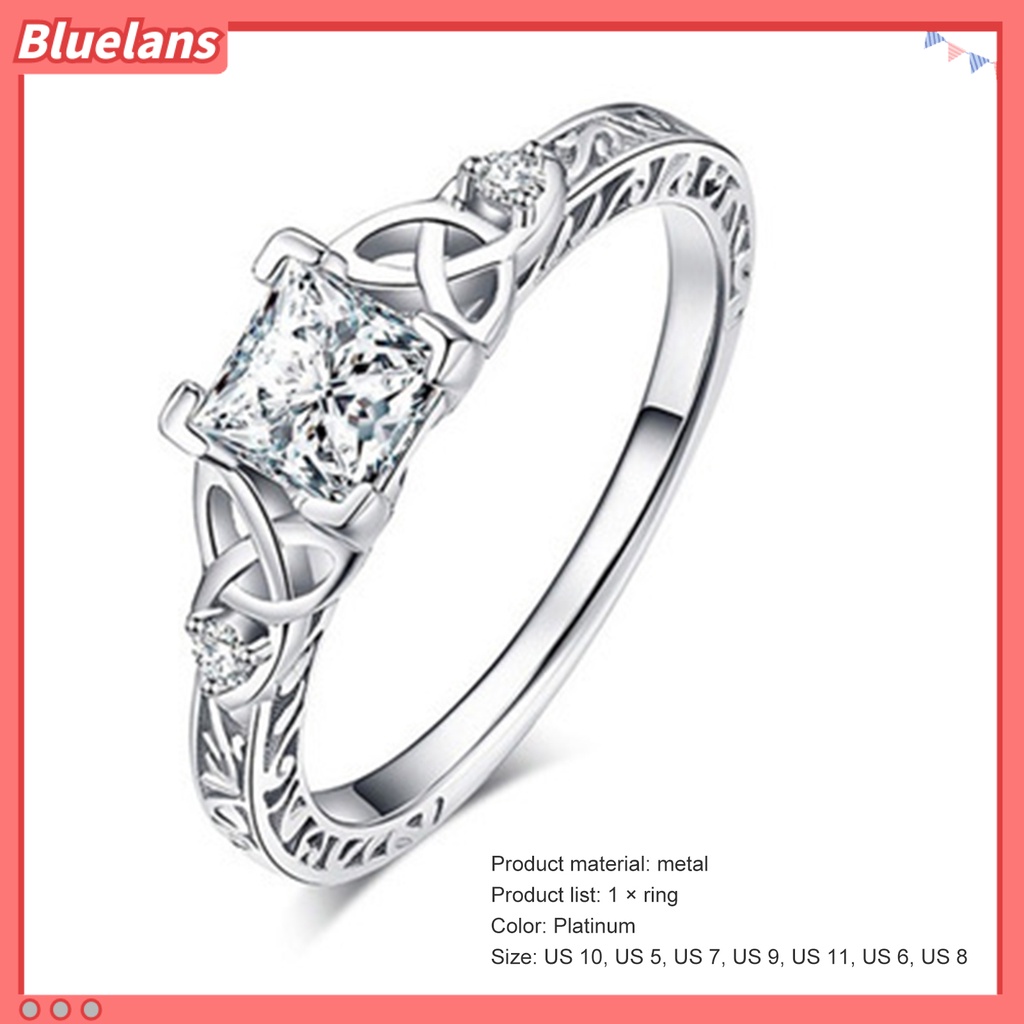 [BLS] Wanita Cincin Geometris Motif Bunga Persegi Diamante Electroplating Hypoallergenic Dekorasi Perhiasan Simulasi Berlian Janji Cincin Mewah Untuk Pesta
