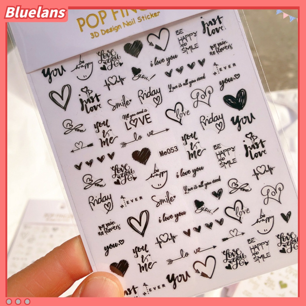 [BLM] Stiker Kuku Tidak Luntur Efek 3D Excellent Saturasi Valentine Romantis Cinta Hati Bungkus Perekat Untuk Manicure