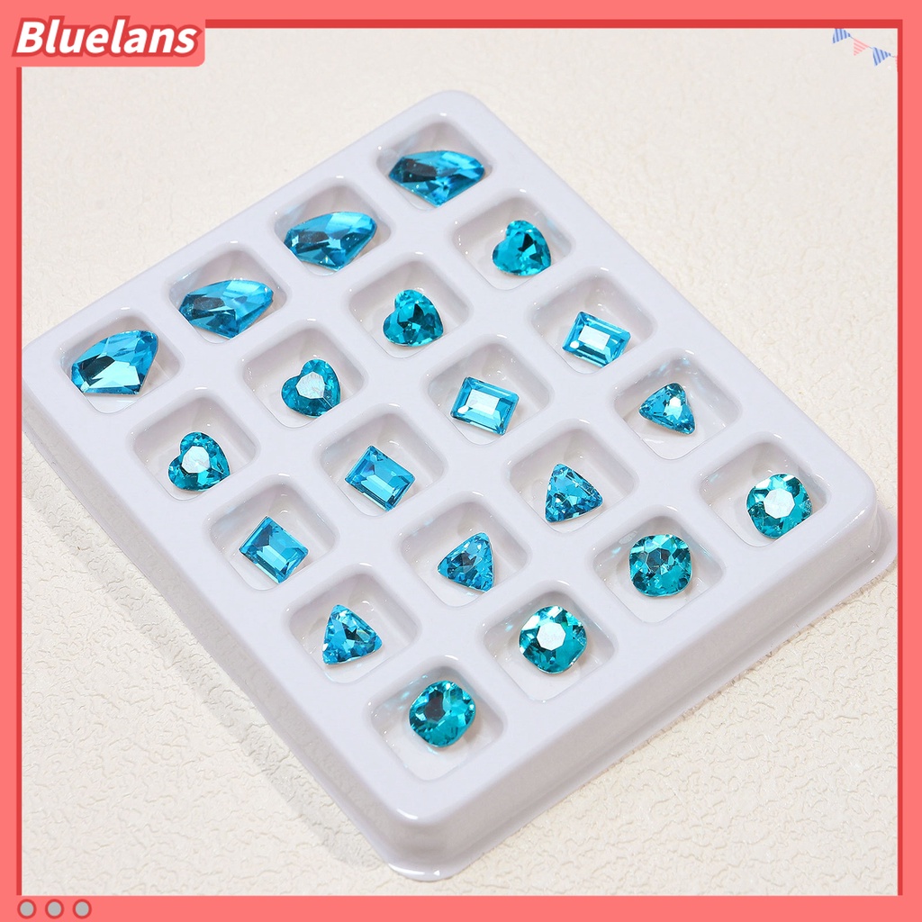 [BLM] 20pcs /Box Kuku Berlian Imitasi Multi Bentuk Berkilau Bersinar Tahan Lama 3D Dekorasi Kuku Resin Tetesan Air Jantung Nail Art Rhinestones Kit Perlengkapan Kerajinan