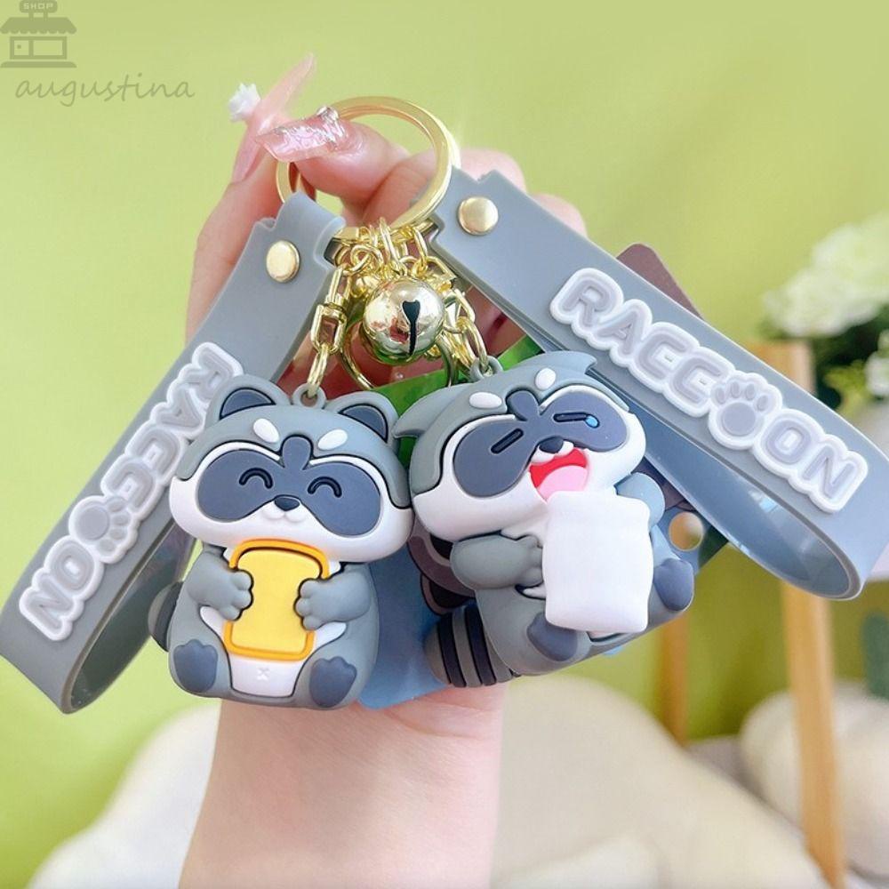 Agustina Raccoon Gantungan Kunci Pasangan Fashion Lucu Kawaii Earphone Case Lucu Backpack Decor