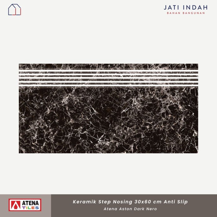 Keramik Tangga 30x60 cm Atena Aston Dark Nero Step Nosing (1.08 m2)