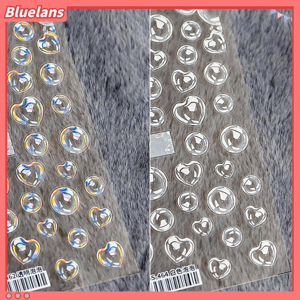 [BLM] Stiker Gelembung Kuku Ukiran Lem Belakang Ultra Tipis Lucu 5D Transparan Fashion Nail Art Design Sticker Untuk Manicure
