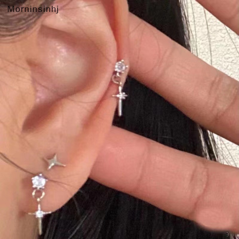 Mornin 1pasang Anting Tusuk Kristal Cantik Untuk Wanita Lucu Perhiasan Aksesoris Shinny Zircon Wanita Remaja Manis Keren Fashion Earring id