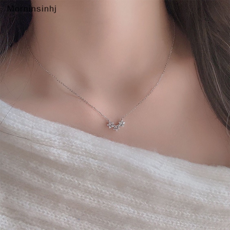 Mornin Fashion Shinny Star Kalung Lucu Gaya Korea Multi-Bintang Liontin Perhiasan Indah Niche Rantai Klavikula Untuk Wanita Hadiah Ulang Tahun id