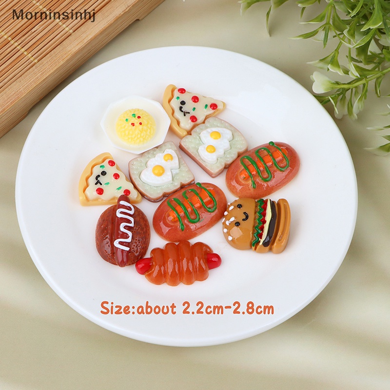 Mornin 10Pcs Hand-ed Resin Imitasi Mini Pizza Hamburger Datar Kembali Miniatur Pola Aplikasi DIY Scrapbook Craft Dekorasi id