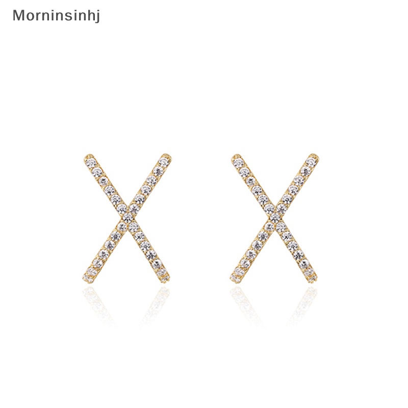 Mornin 1pasang Gaya Sederhana Cahaya X-shaped Earrings Ear Stud Fashion Perhiasan Berlian Imitasi Kreatif Untuk Wanita Gadis Hadiah Ulang Tahun id