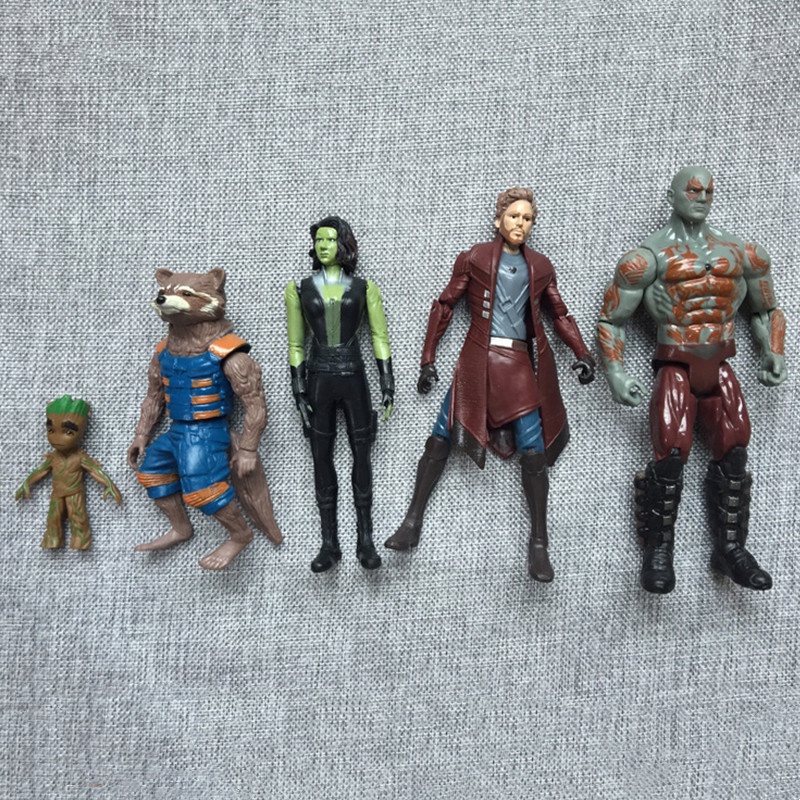 5pcs /set Film Guardians of the Galaxy Action Figure Star-Lord Groot Rocket Raccoon Gamora Model Patung Mainan Untuk Anak