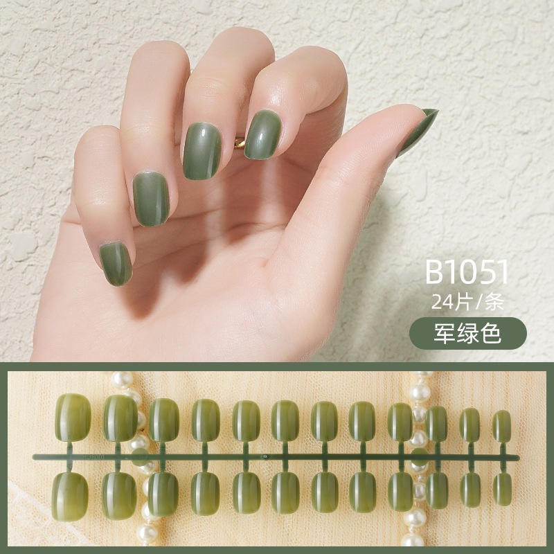 24pcs Kuku palsu baru / stiker kuku tahan air / 24 potong Oval Square/False nails/Nail stickers/Art stickers/fake nails KODE B