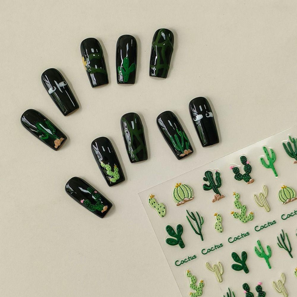 Mxbeauty Stiker Kuku Bunga Fashion Perekat Diri Kupu-Kupu Kaktus Narcissus Dekorasi Kuku