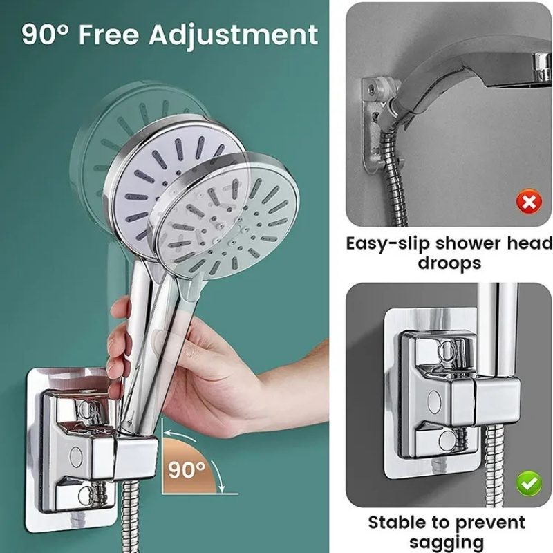 Adjustable Punch Free Shower Head Holder/ Braket Stand Shower Tempel Dinding/ Aksesoris Perlengkapan Kamar Mandi