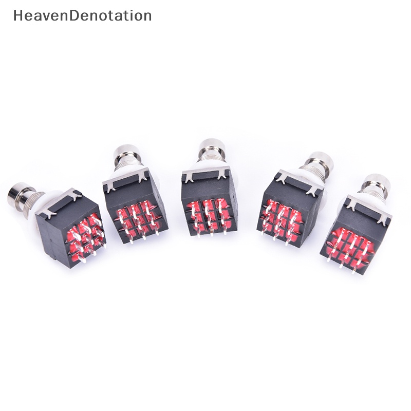 [HeavenDenotation] 5pcs 3PDT 9-Pin Efek Gitar Injak Saklar Pedal Kotak Kaki Metal True Bypass HDV