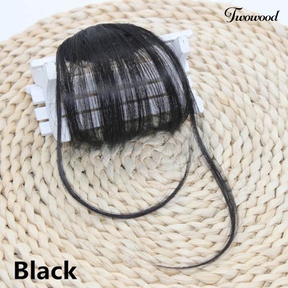 Twowood Fashion Wanita Tipis Klip On Air Bang Front Fringe Wig Hair Extension Sopak