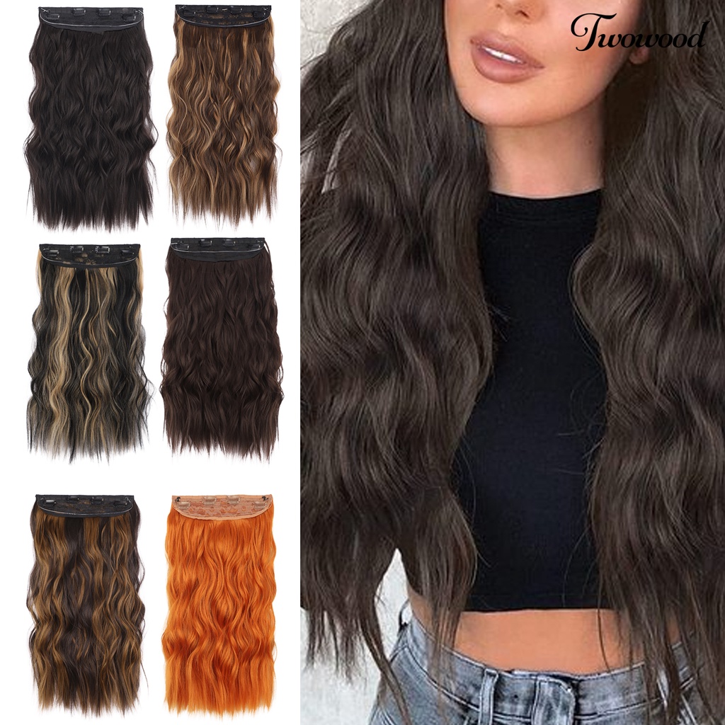 Twowood Faux Hair Curly Adjustable Realistis Alami Suhu Tinggi Serat Hiasan Kepala Halus Wanita Panjang Rambut Ekstensi Wig Sopak Penggunaan Sehari-Hari