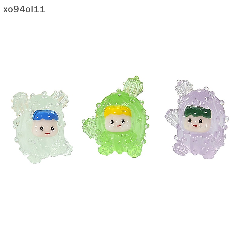 Xo 2 Pcs Lucu Bercahaya Kaktus Boneka Ornamen Mini Kartun Warna Micro Landscape Dekorasi Rumah Boneka Miniatur Mainan OL