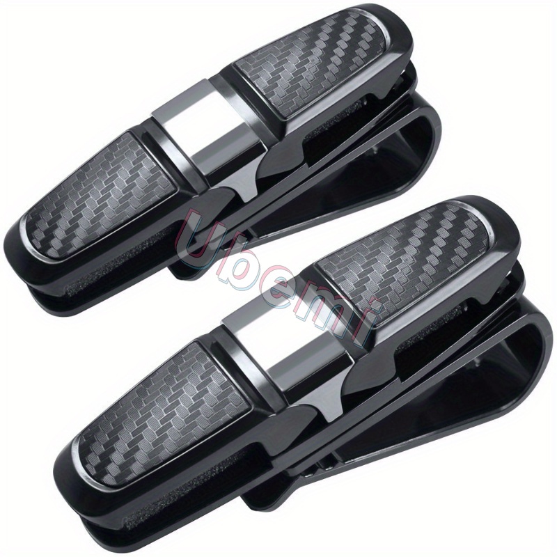 2pcs Tempat Kacamata Untuk Pelindung Matahari Mobil, Sunglasses Eyeglasses Mount Dengan Klip Kartu Tiket - Silver/Black