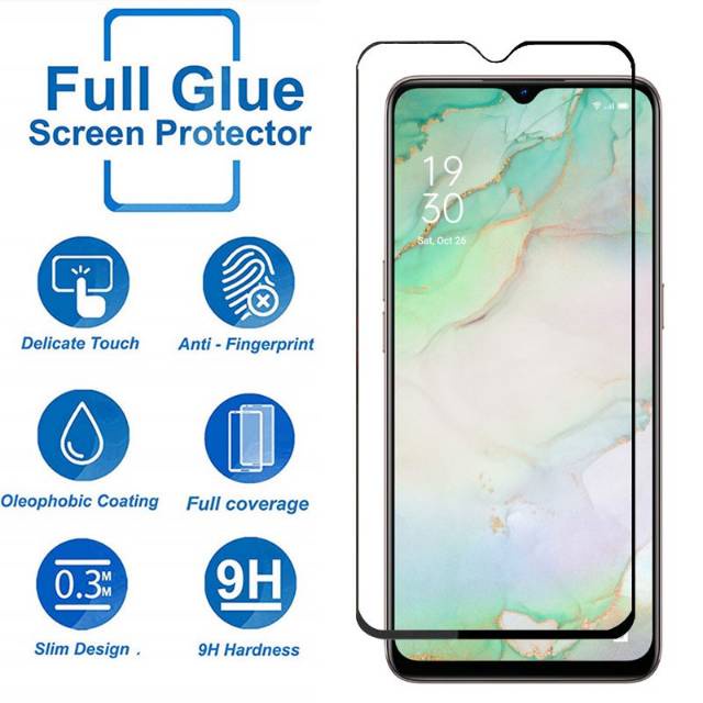 Premium glass oppo reno 3 anti gores full cover full screen