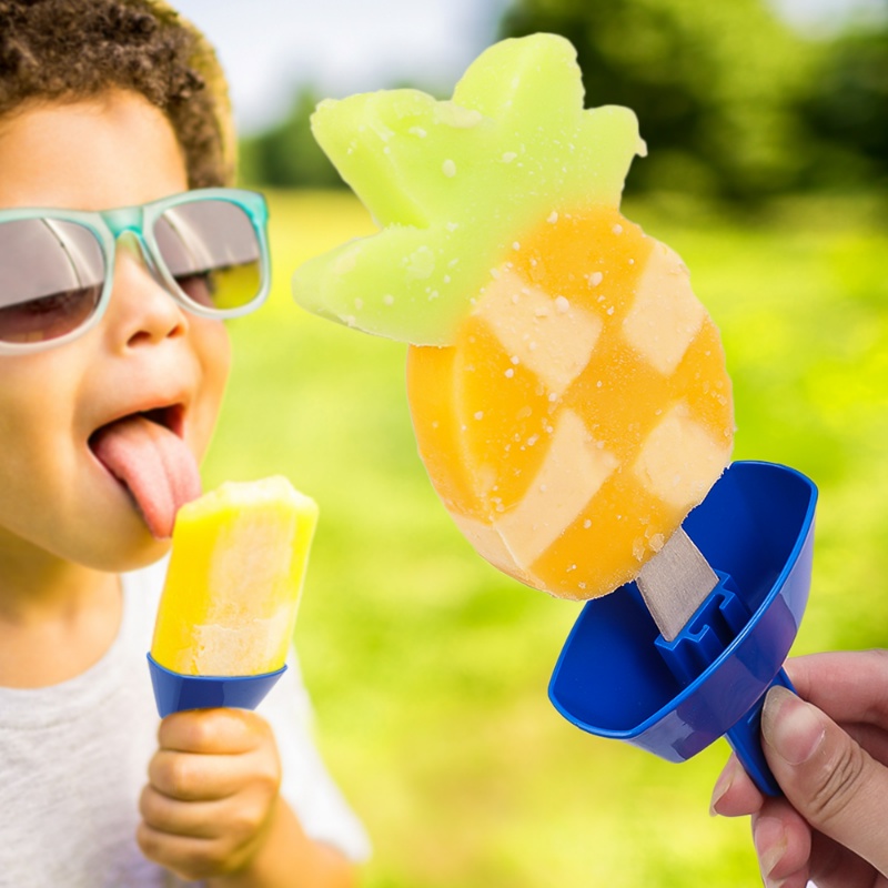 Rak Es Loli Anti Tetes Plastik ABS Warna Warni/ Handheld Mess Free Tempat Ice Cream Frozen Treatment Dengan Sedotan