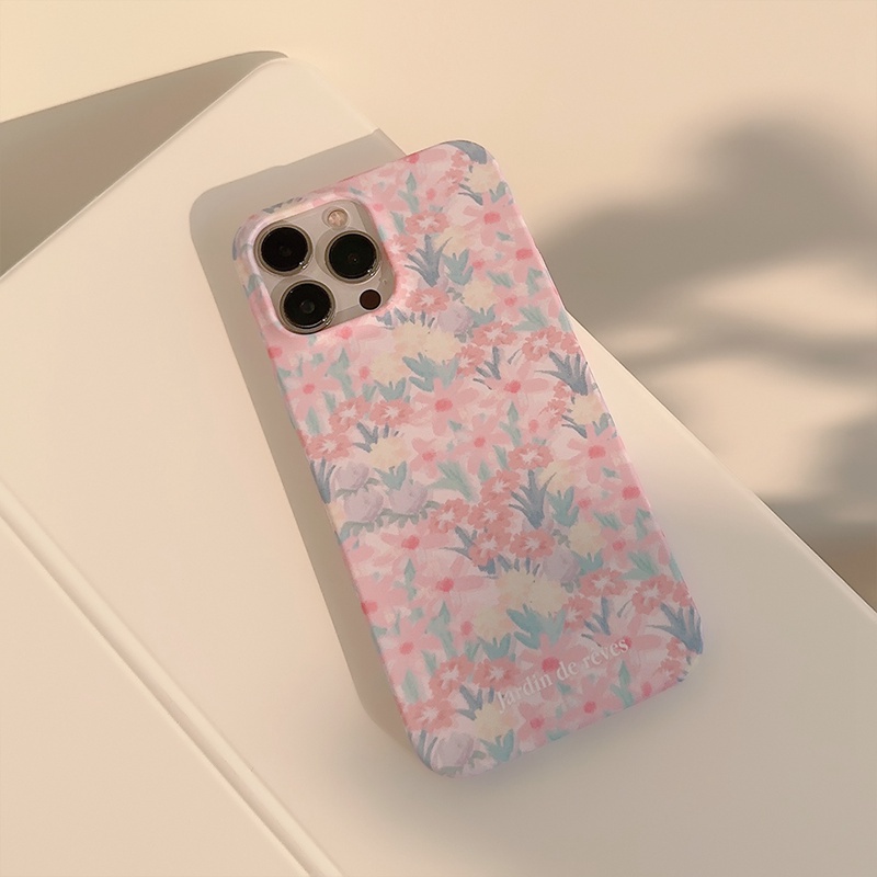 INS Flower Sea Hard Plastic Case HP iP iPhone 7 8 14 + Plus SE 2020 2022 X XR XS 11 12 13 Pro Max FTD Girl Woman Casing Apple