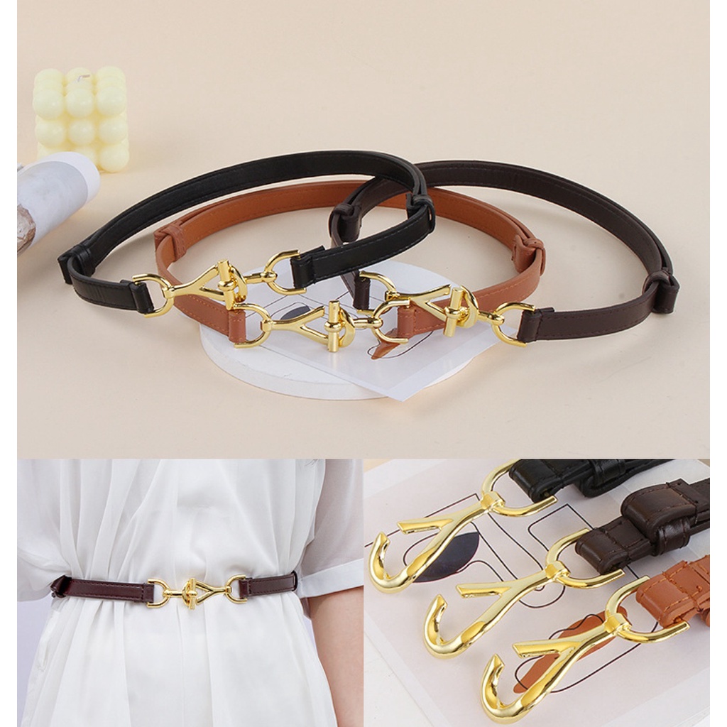 Ikat Ban Pinggang Adjustable A190Y Korea Fashion Kulit Thin Tali Sabuk Cewe Women Belt