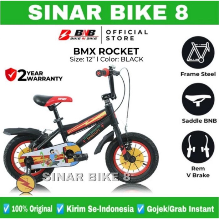 Sepeda Anak Laki Ukuran 12 &amp; 18 Inch BMX BNB ROCKET Ban Jumbo 3.0