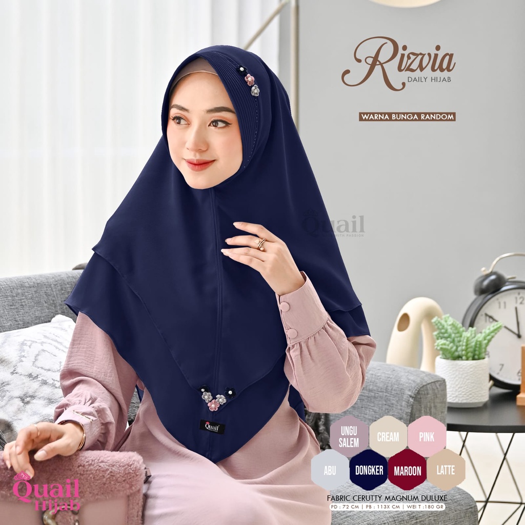 Rizvia Daily Hijab Khimar Original Quail Khimar Rizvia Quail Khimar Ceruty Khimar Dua Layer Quail BE