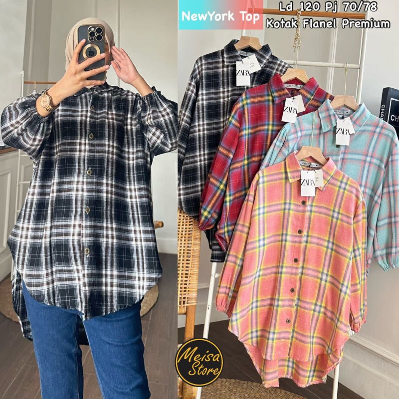 NEW YORK TOP BLOUSE ORI MEISA | Ld120 Flanel Premium