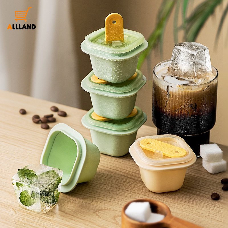 Summer Ice Popsicle Mold With Stick/ Easy Release Square Fruit Ice Cream Tray/Cetakan Es Batu Minuman Dingin Whiskey