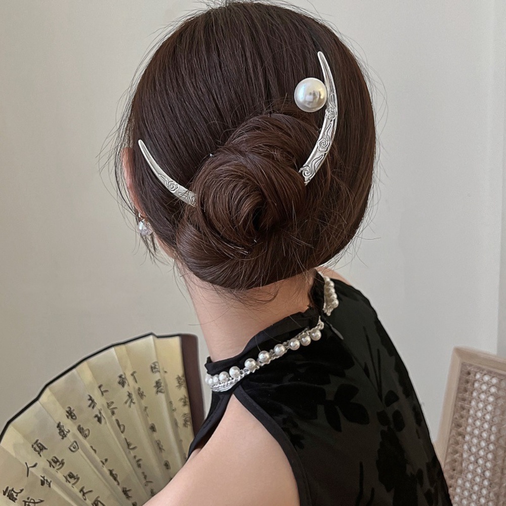 Deartiara Chinoiserie First String Moon Hairpin Retro Half Moon Hair Hairpin Antik Pengeriting Rasa Tinggi Hiasan Kepala