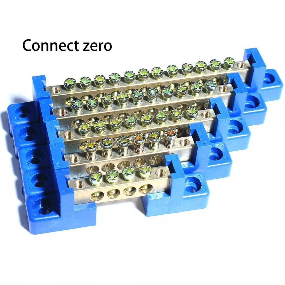 TOP Copper Screw Terminal Block Flame Distribution Box Bar Barisan Kabel Nol Arde Blok Terminal Tembaga