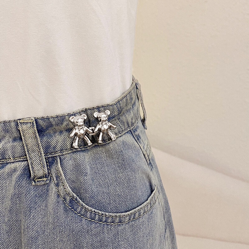 [32 Styles]Bear Waist Buckle/ Mengencangkan Pinggang/ Menyesuaikan Kancing Tetap /jeans Gesper Pinggang/ waist Big Change Kancing Kecil