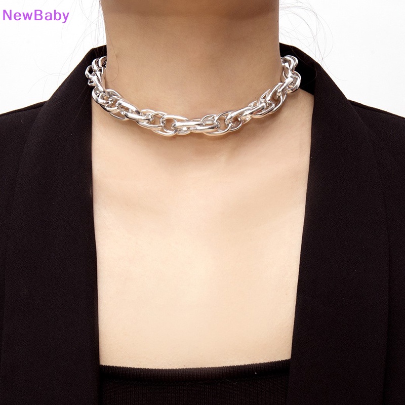 Newbaby Punk Berlebihan Logam Berat Tebal Rantai Choker Kalung Wanita Goth Perhiasan Hadiah ID